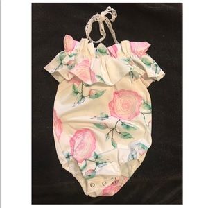 Custom Made boutique baby girl floral romper